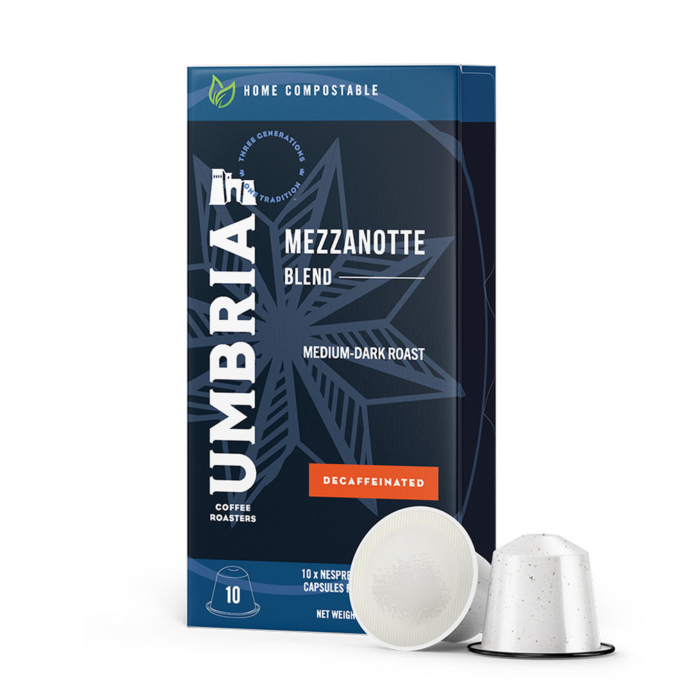 Nespresso Compatible Capsules, Decaf Mezzanotte Blend, Pack of 10 or Case of 200