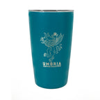 miir teal color 12oz travel tumbler with engraved umbria logo in white background